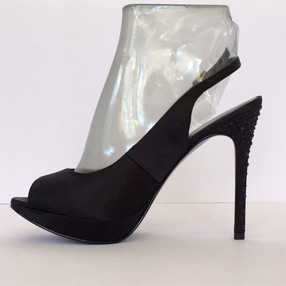 Black sling back Satin heel